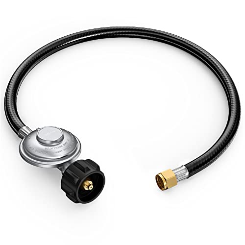 PatioGem Propane Regulator with Hose, 2FT Propane Hose with Regulator, Low Pressure Propane Grill Regulator and Hose, 0-1Psi Propane Gas Regulator, Gas Grill Regulator, Propane Hose for Propane Grills