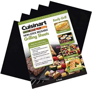 cuisinart cngs-5555 non-stick reusable grilling sheets, 5-pack, black
