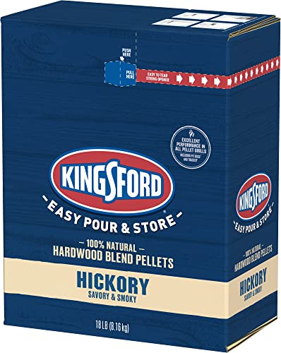 Kingsford 100% Natural Hickory Hardwood Blend Pellets - for All BBQ Grills & Smokers, 18 lbs