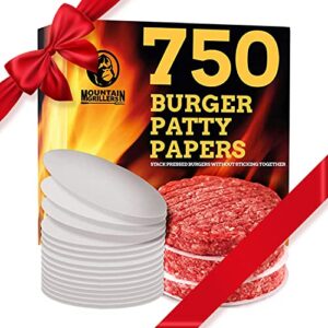 mountain grillers hamburger patty paper – wax papers to separate frozen pressed patties – 750 burger sheets for easy release from burger patty paper – perfect for bbq hamburger patty press