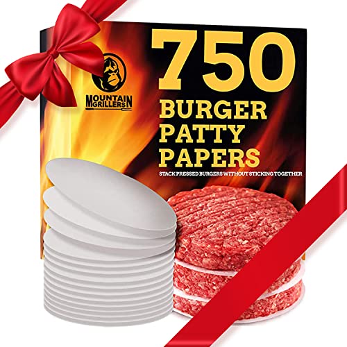 MOUNTAIN GRILLERS Hamburger Patty Paper - Wax Papers to Separate Frozen Pressed Patties - 750 Burger Sheets for Easy Release from Burger Patty Paper - Perfect for BBQ Hamburger Patty Press