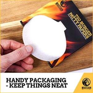 MOUNTAIN GRILLERS Hamburger Patty Paper - Wax Papers to Separate Frozen Pressed Patties - 750 Burger Sheets for Easy Release from Burger Patty Paper - Perfect for BBQ Hamburger Patty Press