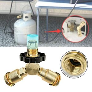 Propane Splitter Tee Adapter for QCC1 or POL Connector BBQ Grill Gas Fitting Tool Accessory for Propane Appliances, Patio Heaters, Camping Stoves, Lanterns, BBQ Grill, Camper, Two Burners, Stoves etc