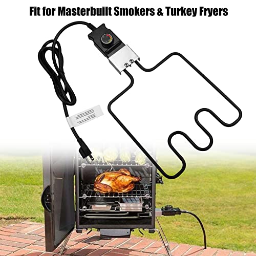 TIKSCIENCE Heating Element Fits for Masterbuilt Smoker Parts, Thermostat Analog Control with Power Cord Fit for Electric Smoker and for Turkey Fryers Skillet Charbroil 1500W Replacement