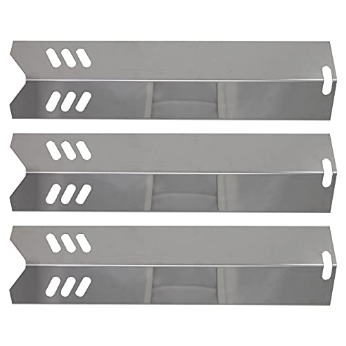 3-Pack BBQ Grill Heat Shield Plate Tent Replacement Parts for Dyna-glo DGB495SPB - Compatible Barbeque Stainless Steel Flame Tamer, Guard, Deflector, Flavorizer Bar, Vaporizer Bar, Burner Cover 15"