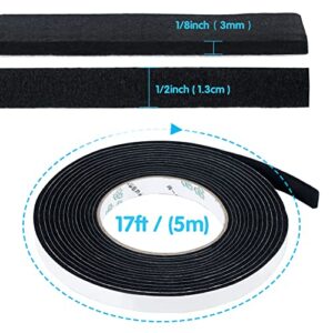 Smoker Gasket, 17 Feet High Temp BBQ Smoker Gasket Seal Self Stick Grill Tape 1/2 inch Wide 1/8 inch Thick (Black)