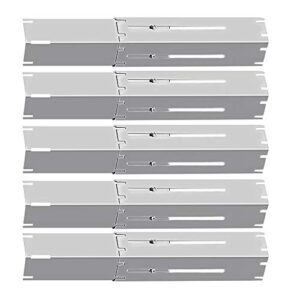bbq funland universal adjustable stainless steel heat plate shield, heat tent, flavorizer bar, burner cover, flame tamer replacement for gas grill,extends from 11.75″ up to 21″ l (5-pack)