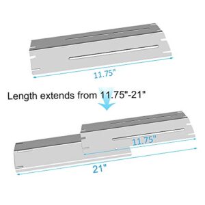 BBQ funland Universal Adjustable Stainless Steel Heat Plate Shield, Heat Tent, Flavorizer Bar, Burner Cover, Flame Tamer Replacement for Gas Grill,Extends from 11.75" up to 21" L (5-Pack)