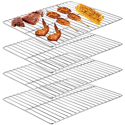 Elsjoy Set of 4 Barbeque Wire Mesh Net Grill Grid, 12 x 10 Stainless Steel Grill Grates BBQ Grill Racks, Replacement Smoker Wire Rack for Roasting, Cooling, Baking