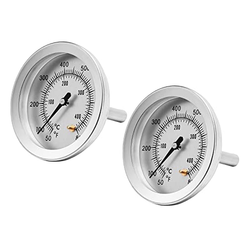 Skyflame 2pcs BBQ Temperature Gauge, 2 Inch Large Dial, Heat Indicator Temp Gauges Grill Thermometer Replacement for Indoor/Outside Pizza Oven Kit