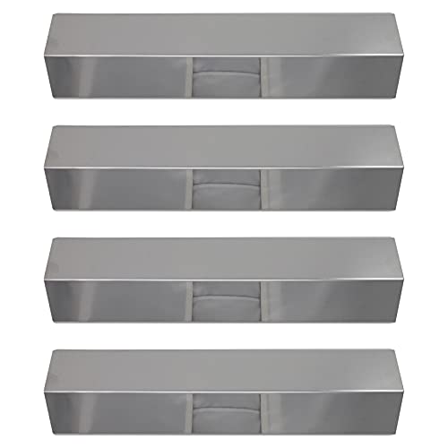 4-Pack BBQ Grill Heat Shield Plate Tent Replacement Parts for Brinkmann 810-8300-W - Compatible Barbeque Stainless Steel Flame Tamer, Guard, Deflector, Flavorizer Bar, Vaporizer Bar, Burner Cover 15"