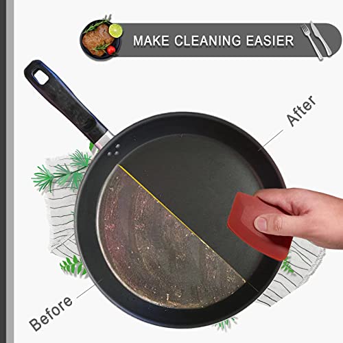 Grill Pan Scrapers Set, FULUWT 4 Pack Sturdy Polycarbonate Plastic Grill Pan Scraper for Cast Iron Skillet, Grill Pans, Frying Pans, Wok, Cookware.