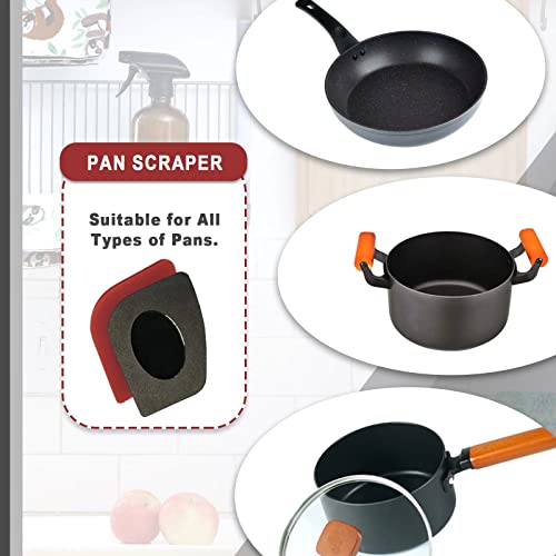 Grill Pan Scrapers Set, FULUWT 4 Pack Sturdy Polycarbonate Plastic Grill Pan Scraper for Cast Iron Skillet, Grill Pans, Frying Pans, Wok, Cookware.