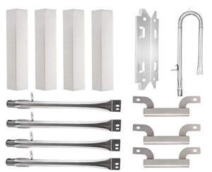 wondjiont grill burners, heat shield/plate tent/burner cover/flame tamer & crossover tube, replacement parts kit for brinkmann 810-3661-f