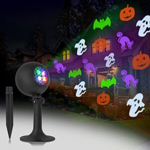 halloween lights, projector decorations outdoor indoor led projection light with 4 dynamic patterns show holiday landscape outside spotlight for party house wall gate