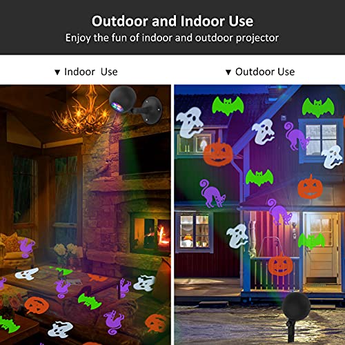 Halloween Lights, Projector Decorations Outdoor Indoor LED Projection Light with 4 Dynamic Patterns Show Holiday Landscape Outside Spotlight for Party House Wall Gate