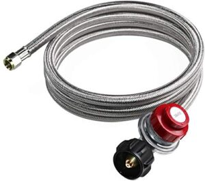 dozyant 20 psi adjustable propane regulator with 8 ft stainless steel braided hose for turkey fryer, burner, cooker, firepit
