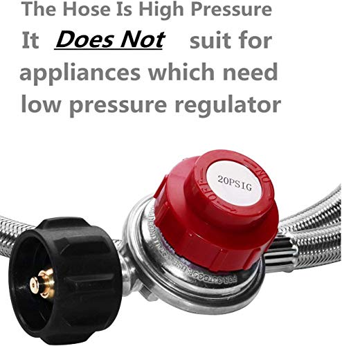 DOZYANT 20 PSI Adjustable Propane Regulator with 8 FT Stainless Steel Braided Hose for Turkey Fryer, Burner, Cooker, Firepit