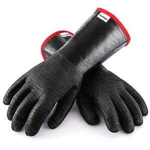 bbq gloves, heat resistant ov grill gloves heat proof/fireproof/waterproof/oil resistant gloves for smoker/grilling/cooking/baking/frying