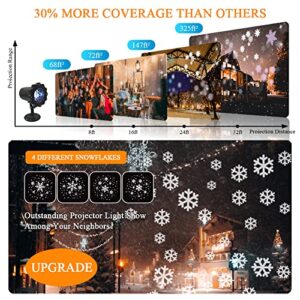 Christmas Projector Lights Outdoor, Christmas Rotating LED Snowfall Lamp with Remote Control, Outdoor Waterproof Xmas Binocular Rotating Snowflake Projector Lights for Christmas Holidays