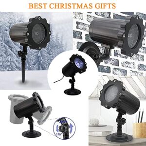 Christmas Projector Lights Outdoor, Christmas Rotating LED Snowfall Lamp with Remote Control, Outdoor Waterproof Xmas Binocular Rotating Snowflake Projector Lights for Christmas Holidays