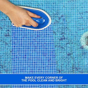 Topmart Swimming Pool Brush Set,18" Pool Brush Head with 4-Section Aluminum Pole and Hand Sponge Brush,Pool Scrub Brush with EZ Clips,Pool Brushes for Cleaning Pool Wall,Tile and Floor