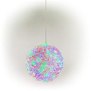 Alpine Corporation 8" H Indoor/Outdoor Flashing Sphere Hanging Ornament with Multi-Colored LED Lights