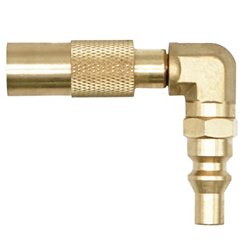 Flame King FK-GRD-ELB-QC Propane RV Quick Connect Elbow Adapter for 17" or 22" Blackstone Griddle, Brass