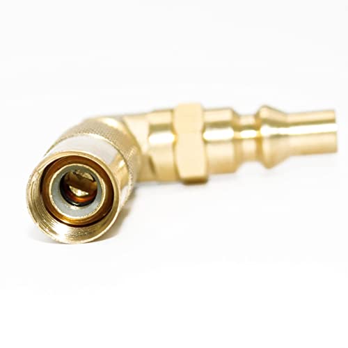 Flame King FK-GRD-ELB-QC Propane RV Quick Connect Elbow Adapter for 17" or 22" Blackstone Griddle, Brass