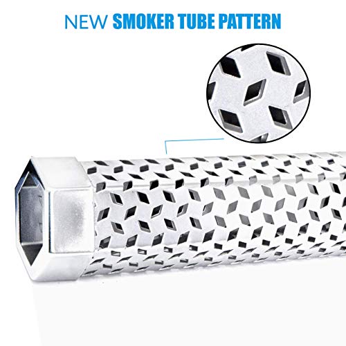 Kona Best Pellet Smoker Tube - Designed For Clean Burning Smoke, For Hours - Hot & Cold Smoking - Wood Pellets, Chips, Electric, Gas & All BBQ Grills - Heavy Duty 304 Stainless Steel - 12 Inch