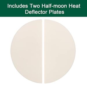 Quantfire Half-Moon Ceramic Heat Deflector Plates for Kamado Joe Big Joe I, II, III,Big Green Egg BBQ Accessories 2-Pack, White