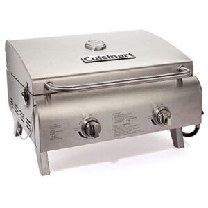 Cuisinart CGG-306 Chef's Style Portable Propane Tabletop 20,000, Professional Gas Grill, Two 10,000 BTU Burners, Stainless Steel