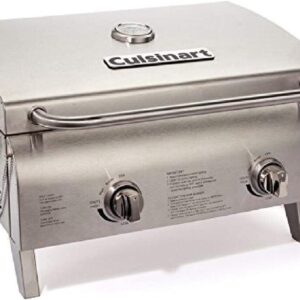 Cuisinart CGG-306 Chef's Style Portable Propane Tabletop 20,000, Professional Gas Grill, Two 10,000 BTU Burners, Stainless Steel