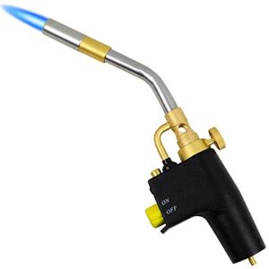 high intensity propane torch head, trigger start mapp/map gas torch with self ignition & brass knob, pencil flame welding torch fuel by mapp, map/pro and propane gas（csa certified )