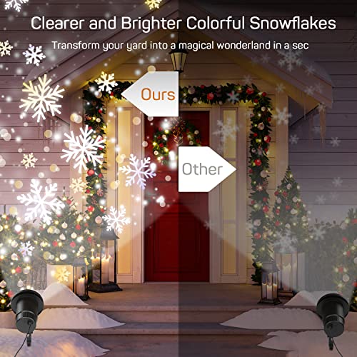 Dr. Prepare Christmas Snowflake Projector Lights, Outdoor Snowfall LED Lights, Holiday Projector with Dynamic Snowflake, IP65 Waterproof Decorative Lights for Christmas Xmas Holiday Birthday Party