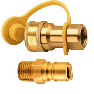 mensi 1/2″ qdd lp natural propane gas quick connect disconnect connector and male insert plug solid brass male npt quick-release fitting connector