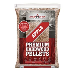 camp chef orchard apple bbq pellets, hardwood pellets for grill, smoke, bake, roast, braise and bbq, 20 lb. bag