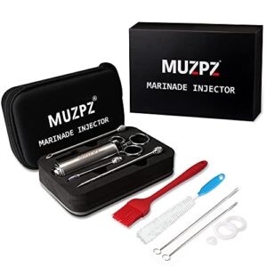 stainless steel meat injector kit, meat injector syringe with needles, seasoning injector marinades for meats, muzpz turkey injector marinade flavors for bbq grill smoker christmas gifts