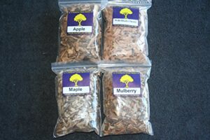 j.c.’s smoking wood chips – variety 4 pk – 65 cu inch quart bags of apple, wild black cherry, maple & mulberry
