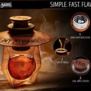 Flint & Barrel Cocktail Smoker Kit with Torch and Wood Chips, 4 Flavors - Old Fashioned Smoker Kit, Bourbon & Whiskey Drink Smoker Infuser Kit - Whiskey Gifts for Men, Dad, Husband (No Butane)