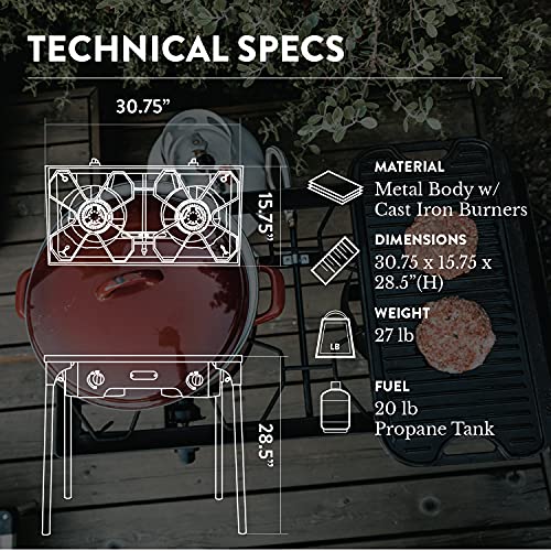 Gas One Propane Double Burner Two Burner Camp Stove & New Propane Stove Burner Universal Carry Bag for Double Burner Cooker Grills Heavy Duty, 50460