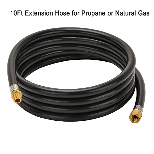 only fire 10 Ft Extension/Appliance Hose for Propane or Natural Gas, Works Great for Grills, Camping RVs, Turkey Fryers