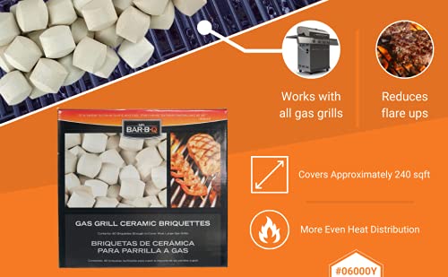 Mr. Bar-B-Q 06000Y Ceramic Gas Grill Self Cleaning Briquettes, Replacement for Lava Rocks, Cleaner Cooking, Gas Grill Briquettes for BBQ Grill, EMW8015680, 60 Count