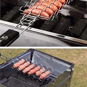 BBQ Sausage Grilling Basket Picnic Grill Rack for 6 Hot Dog Metal Mesh Baskets Portable Barbecue Tool BBQ Accessories