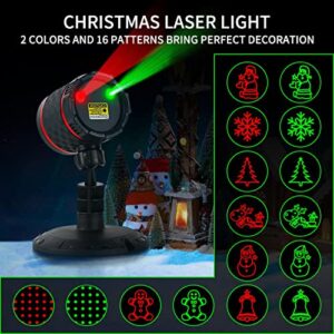 Christmas Laser Projector - Red and Green Santa Claus Christmas Tree Snowflake Pattern Outdoor Garden Light with Remote Control for Xmas Holiday Decoration New Year Party Show