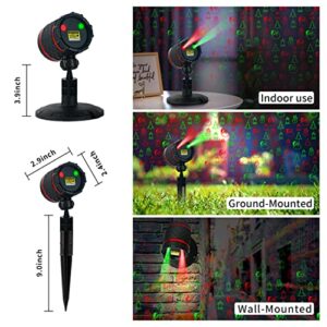 Christmas Laser Projector - Red and Green Santa Claus Christmas Tree Snowflake Pattern Outdoor Garden Light with Remote Control for Xmas Holiday Decoration New Year Party Show