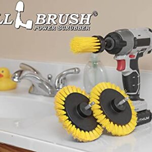 Tile and Grout Cleaning Drill Brush Set - 3 Pack Drill Brush Power Scrubber Cleaning Brush Yellow Medium Stiffness - Shower Floor Scrub Brush for Drill - Bathroom Scrub Brush for Drill