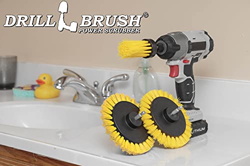 Tile and Grout Cleaning Drill Brush Set - 3 Pack Drill Brush Power Scrubber Cleaning Brush Yellow Medium Stiffness - Shower Floor Scrub Brush for Drill - Bathroom Scrub Brush for Drill