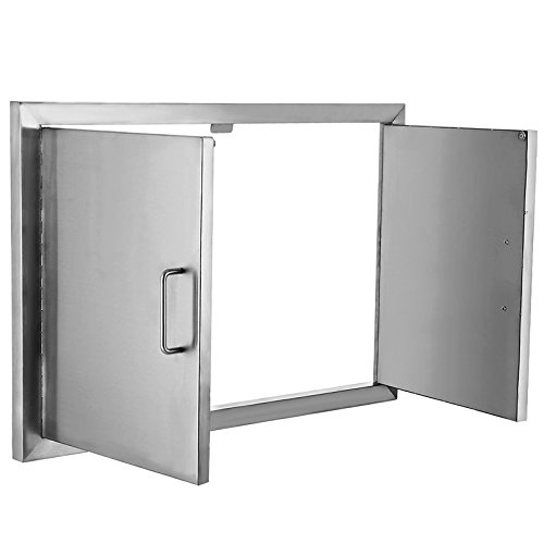 ZBPRESS 28W X 19H inch BBQ Island Double Door Flush Mount 304 Stainless Door Double Access BBQ Door Double Door