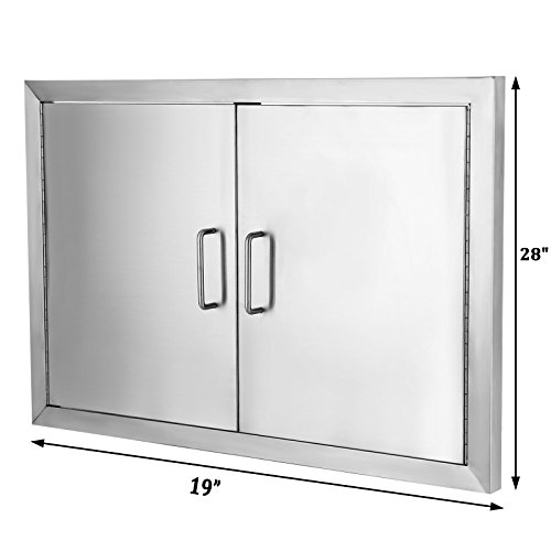 ZBPRESS 28W X 19H inch BBQ Island Double Door Flush Mount 304 Stainless Door Double Access BBQ Door Double Door